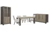 Pulaski Furniture P402240-KIT52 Pulaski Furniture P402240-KIT52 Anderson Park - Leg Dining Table With 2 Klismos Dining Chairs, 2 Upholstered Arm Chairs, Sideboard And China Cabinet - Moose Trail / Frontier Brown