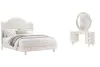 Pulaski Furniture BP448-170QN-KIT4 Pulaski Furniture BP448-170QN-KIT4 Vivienne - Queen Upholstered Panel Bed And Vanity With Mirror - Whisper White