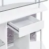 CoasterEssence 182235 Gideon - Curved Glass Top Home Bar Cabinet - White High Gloss