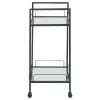 CoasterEssence 181065 Curltis - 2-Tier Rectangular Glass Shelf Metal Bar Cart - Black