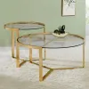 CoasterEssence 930251 Delia - 2 Piece Round Glass Top Nesting Coffee Table - Gold