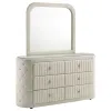 Coaster Fine Furniture 360113M Sonya - 6-Drawer Upholstered Bedroom Dresser With Mirror - Ivory