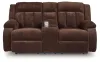 Ashley Furniture PC2140696 Free Wake - Double Relcining Power Loveseat With Console - Chocolate
