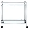 CoasterEssence 181382 Cara - 2-Tier Rectangular Glass Shelf Metal Bar Cart - Chrome