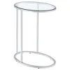 CoasterEveryday 902927 Kyle - Oval Glass Top C-Shaped Sofa Side Table - Chrome