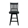 Intercon BS-BS-280W-BLK-K24 Wooden Barstool With Slat Back - Black