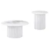 Coaster Fine Furniture 708338-S2 Rowena - 2 Piece Faux Marble Coffee And End Table Set - White