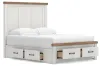 Ashley Furniture B4615B16 Savonport - Queen Panel Storage Bed With Storage Footboard And 2 Under Bed Storage Units - White / Brown