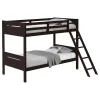 CoasterEveryday 405051BRN Littleton - Wood Twin Over Twin Bunk Bed - Espresso
