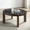 ACME LV06885 Estella - Coffee Table With Natural Marble Top - Black Top & Walnut