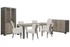 Pulaski Furniture P402240-KIT64 Pulaski Furniture P402240-KIT64 Anderson Park - Leg Dining Table With 4 Klismos Dining Chairs, 2 Upholstered Arm Chairs, Sideboard And China Cabinet - Moose Trail / Frontier Brown