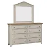 Liberty Furniture 652-BR-DM Farmhouse Reimagined - Dresser & Mirror - Antique White / Chestnut Tops
