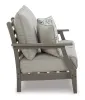 Ashley Furniture P802/835/820/701 Visola - 4 Pc. - Outdoor Loveseat, 2 Lounge Chairs And Coffee Table - Gray