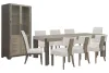 Pulaski Furniture P402240-KIT83 Pulaski Furniture P402240-KIT83 Anderson Park - Leg Dining Table With 6 Klismos Dining Chairs, 2 Upholstered Side Chairs And China Cabinet - Moose Trail / Frontier Brown
