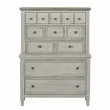 Liberty Furniture 824-BR-KPBDMC Heartland - 4 Piece Bedroom Set (King Panel Bed, Dresser & Mirror, Chest) - Antique White & Tobacco Tops