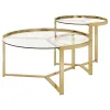 CoasterEssence 930251 Delia - 2 Piece Round Glass Top Nesting Coffee Table - Gold