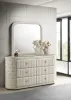 Coaster Fine Furniture 360113M Sonya - 6-Drawer Upholstered Bedroom Dresser With Mirror - Ivory
