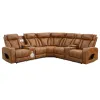 ACME LV06240 Taddeo - Power Motion Sectional Sofa With Power Headrest, Massage & LED - Two Tone Brown Leatherette