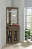 CoasterEveryday 182303 Alviso - 1-Drawer Corner Home Bar Wine Cabinet - Rustic Oak