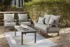 Ashley Furniture P802/835/820/701 Visola - 4 Pc. - Outdoor Loveseat, 2 Lounge Chairs And Coffee Table - Gray