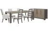 Pulaski Furniture P402240-KIT94 Pulaski Furniture P402240-KIT94 Anderson Park - Leg Dining Table With 4 Upholstered Side Chairs, 2 Upholstered Arm Chairs And Sideboard - Moose Trail / Frontier Brown