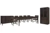 Pulaski Furniture P419240-KIT24 Pulaski Furniture P419240-KIT24 Modern Mosaic - Leg Dining Table With 4 Side Chairs, 2 Arm Chairs, Sideboard And China Cabinet - Brown
