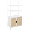 Coaster Fine Furniture 961652 Amherst - 3-Shelf Radio Weave Cane Metal Accent Cabinet - White