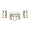 Coaster Fine Furniture 708058-S3 Monett - 3 Piece Coffee And End Table Set - Chocolate Brass