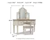 Ashley Furniture B743-22 Realyn - Vanity/Mirror/Stool (Set of 3) - White / Brown / Beige