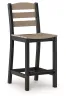 Ashley Furniture PCP221-113 Shoreline Beach - Outdoor Counter Table And 2 Barstools (Set of 3) - Black / Beige