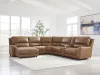 Ashley Furniture PCU62606S19 Ashley Furniture PCU62606S19 DeepWakes - 6-Piece Power Reclining Sectional With LAF Press Back Power Chaise And Storage Console - Caramel