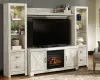 Ashley Furniture W331W8 Bellaby - Entertainment Center - TV Stand With Faux Firebrick Fireplace Insert - Whitewash