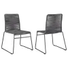 CoasterEssence 192062 Jerome - Woven Rope Stackable Side Chair (Set of 2) - Charcoal