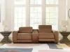 Ashley Furniture PCU10700S3 Magic Man - 3-Piece Power Reclining Sectional Loveseat With Console - Caramel