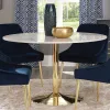 CoasterEssence 192061 Kella - Round Marble Top Dining Table - White Marble