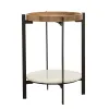 CoasterEssence 931218 Adhvik - Round Side Table With Marble Shelf - Natural And Black