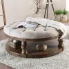 Furniture of America CM4424A-F-C Mika - Coffee Table With Cushion Top - Antique Oak