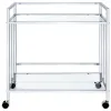 CoasterEssence 181382 Cara - 2-Tier Rectangular Glass Shelf Metal Bar Cart - Chrome