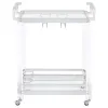 CoasterEssence 902589 Jefferson - 2-Tier Glass Shelf Acrylic Bar Cart - Chrome