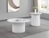 Coaster Fine Furniture 708338 Rowena - Round Sintered Stone Coffee Table - White Faux Marble