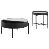 Coaster Fine Furniture 707898-S2 Ozella - 2 Piece Round Coffee And End Table Set - Sandy Black