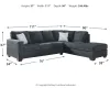 Ashley Furniture 87213S2 Ashley Furniture 87213S2 Altari - Right Arm Facing Chaise 2 Pc Sectional - Slate