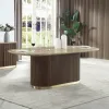 ACME DN07000 ACME DN07000 Clayten - Dining Table With Natural Marble Top - Natural Top & Brown Oak