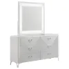 Coaster Fine Furniture 215793M Cassia - 6-Drawer Dresser Cabinet With Mirror - White High Gloss