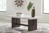 Ashley Furniture T779-1 Burkhaus - Rectangular Cocktail Table - White / Dark Brown