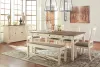 Ashley Furniture D647/25/01(4)/00/60 Ashley Furniture D647/25/01(4)/00/60 Bolanburg - 7 Pc. - Dining Room Table, 4 Side Chairs, Bench, Server - Beige