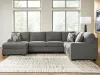 Ashley Furniture PC48405S1 Clarington - 3-Piece Sectional With LAF Chaise And RAF Sofa - Greystone