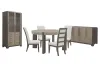 Pulaski Furniture P402230-KIT8 Pulaski Furniture P402230-KIT8 Anderson Park - Round Dining Table With 4 Upholstered Side Chairs, Sideboard And China Cabinet - Moose Trail / Frontier Brown