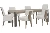 Pulaski Furniture P402240-KIT109 Pulaski Furniture P402240-KIT109 Anderson Park - Leg Dining Table With 4 Klismos Dining Chairs, 2 Upholstered Arm Chairs - Moose Trail / Frontier Brown