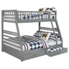 CoasterEssence 460182 Ashton - 2-Drawer Wood Twin Over Full Bunk Bed - Gray